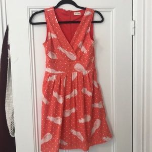 Pineapple printed coral dress. Size small